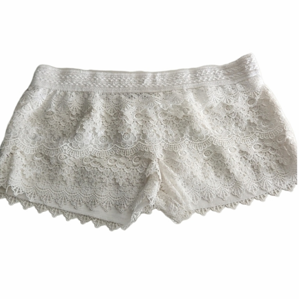Color Swatch Shorts Womens Juniors Size 3XL Lace White